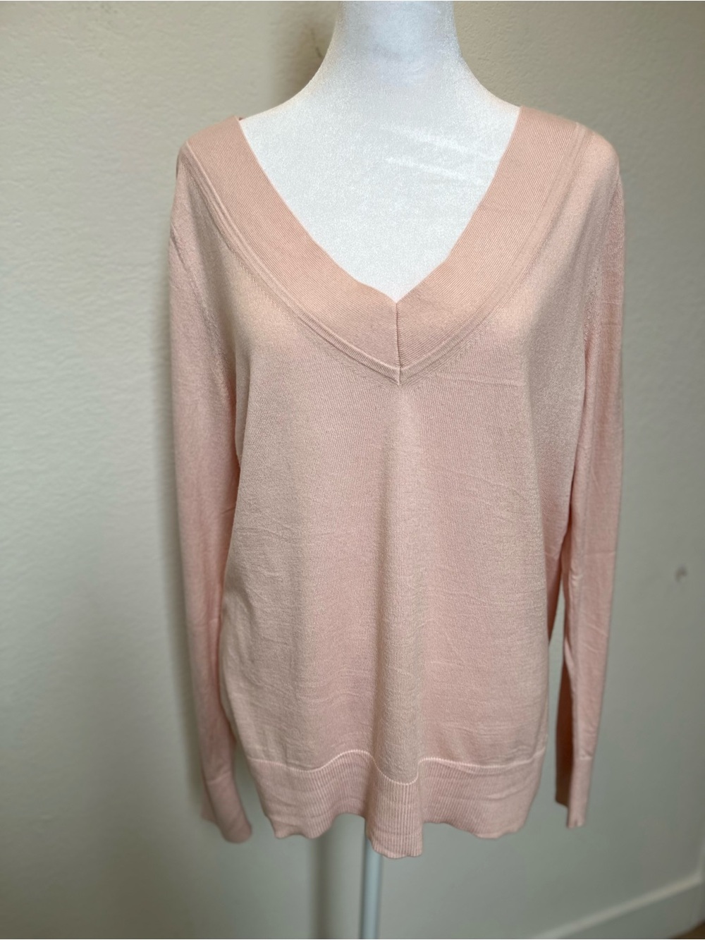 Banana Republic Silk/Cashmere Pale Pink V-Neck Sweater